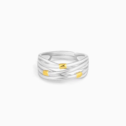 Silver and Golden Weave Ring