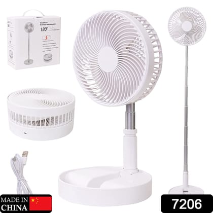 7206 TELESCOPIC ELECTRIC DESKTOP FAN, HEIGHT ADJUSTABLE, FOLDABLE & PORTABLE FOR TRAVEL/CARRY | SILENT TABLE TOP PERSONAL FAN FOR BEDSIDE, OFFICE TABLE (Battery Not Include)