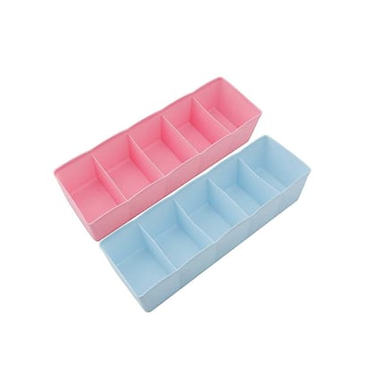235 5-Compartments Socks / Handkerchief / Underwear Storage Box Socks Drawer Closet Organizer Storage Boxes (pack of 2)