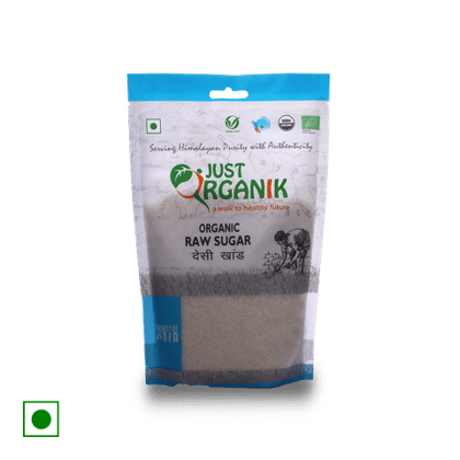 Just Organik Organic Raw Sugar unrefined, 500 gm Pouch