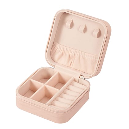 Mini Jewellery Organiser PU Leather Zipper Portable Storage Box Case with Dividers Container for Rings, Earrings, Necklace Home Organizer