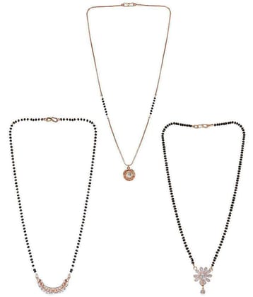 SHANKH-KRIVA Rose Gold Mangalsutra ( Pack of 3 ) - Rose Gold