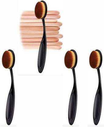 Bingeable 4Pcs Oval Professional Makeup Brushes Set Soft Synthetic Multi Purpose Makeup Brushes Set (PACK OF 4) (Gold\Multi color) (Pack of 1)