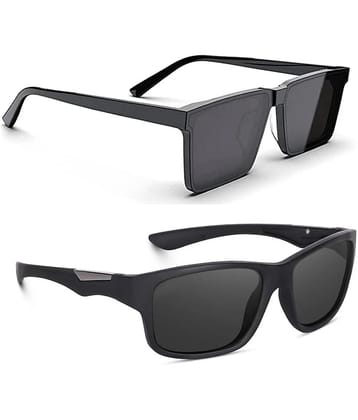 Elligator Multicolor Rectangular Sunglasses ( Pack of 2 ) - Medium