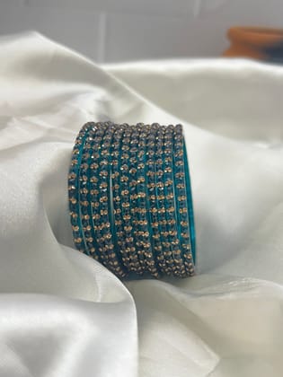 Glass Bangle Design - Pushpa - Make Your Own Box-Peacock Blue / 2.4
