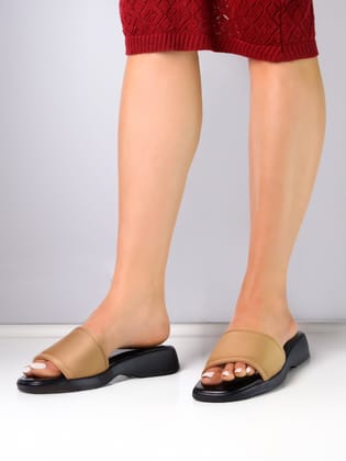Elita Beige Flatform Heels-Beige / 42