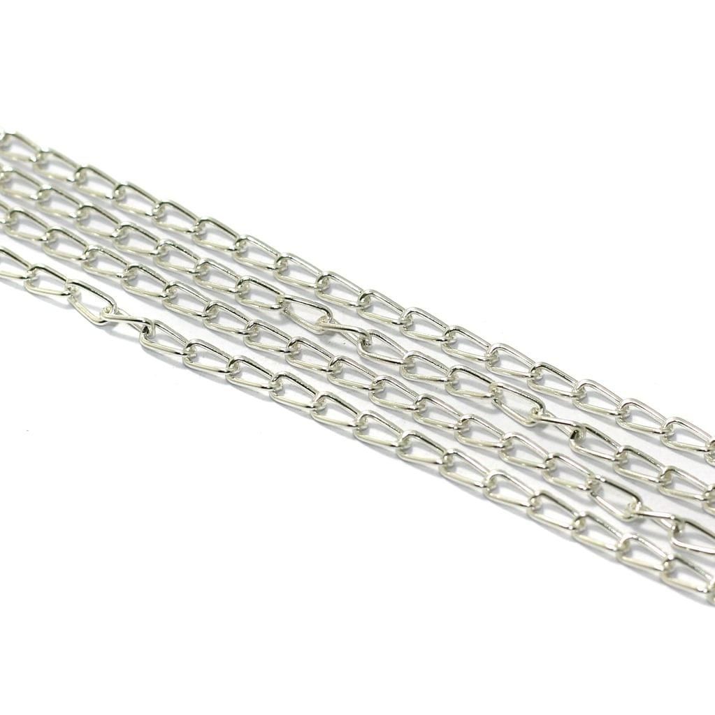 1 Mtr, 7x3mm Silver Plated Metal Chain-Silver / Iron