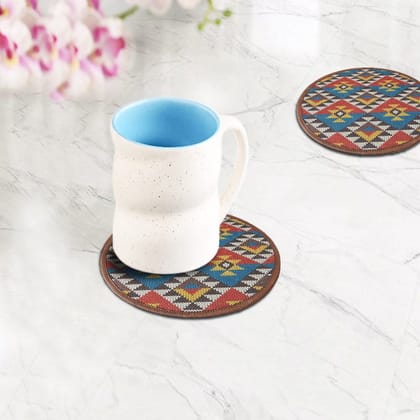 Mona B Set of 4 Printed Amelia Coasters, 4.5 INCH Round, Best for Bed-Side Table/Center Table, Dining Table (Saffiano)