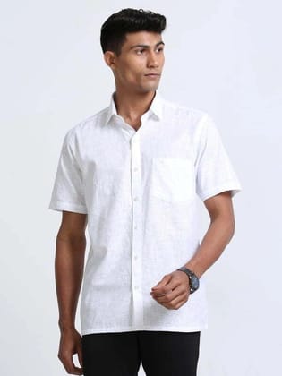 Time Cotton Finish White Colour Half Sleeve Shirt-38