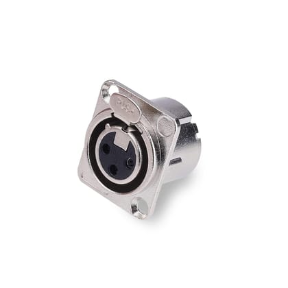MX MX-3489, 3 Pin Mic Female Connector XLR Panel Mounting Made of Pure Copper Nickel Plated XLR Pin for High Conductivity and Ultra-Low Noise (Metal End)