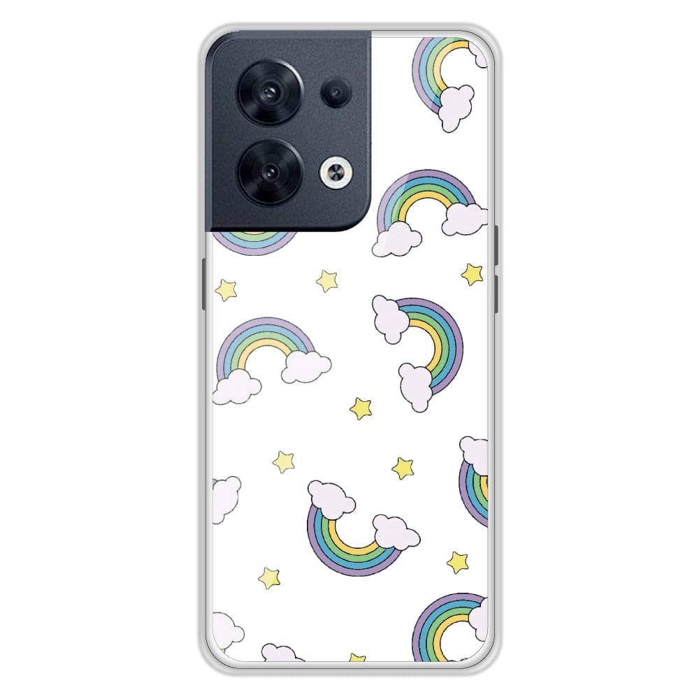 Rainbow With Clouds - Clear Printed Silicone Case For Oppo Models-Oppo A9 2020