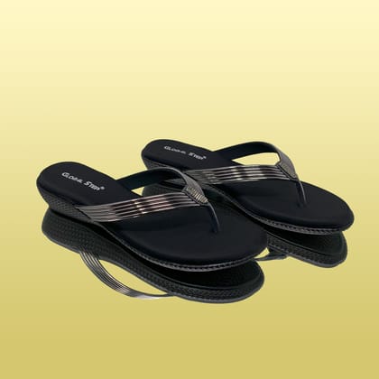 Sleek Black Wedge Sandals-Black / 36