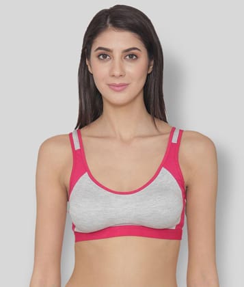 N-Gal Pink Cotton Color Blocking Sports Bra - None