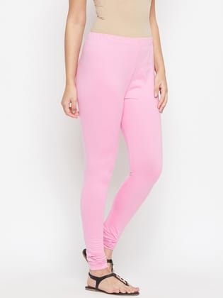 Women Pack Of 2 Solid Cotton Churidar-Length Leggings
