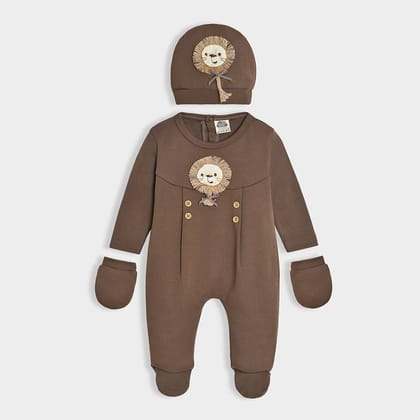 Luxe Formal Wear Brown Knitted Clothing Set Pack of 3-0 M / Brown