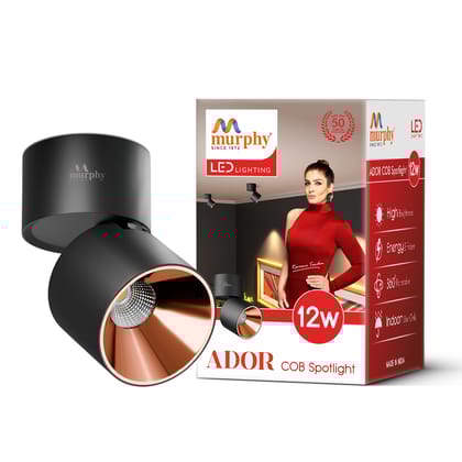 Murphy 12W Ador Black Body Reflective Rose Gold Finish 360 Degree Adjustable LED Surface COB Surface Light-Warm White / Pack of 1