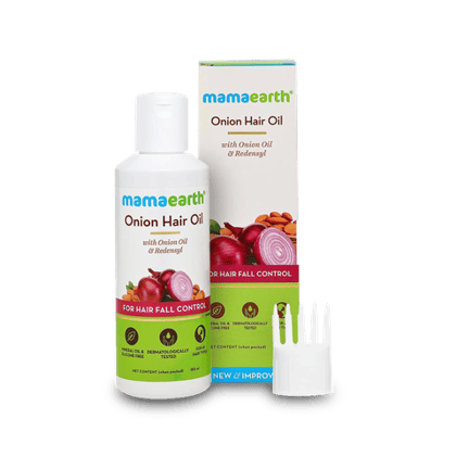 Mamaearth Onion Hair Oil For Hair Growth & Hair Fall Control With Redensyl, 150 ml Bottle