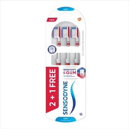 Sensodyne TB Sensitivity & Gum B2G1 Toothbrush Soft (B2G1), 3 Pc Box