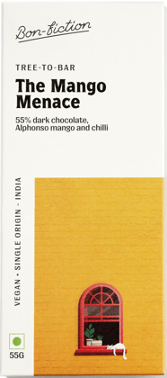 Bonfiction The Mango Menace 55% Dark Alphonso Mango Chilli Chocolate Bar, 55 gm