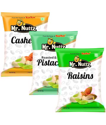 Mr.Nuttz Dry Fruits Combo Pack-Cashews, Pistachios & Raisins 150g (Kaju, Pista & Kishmish) 50g each
