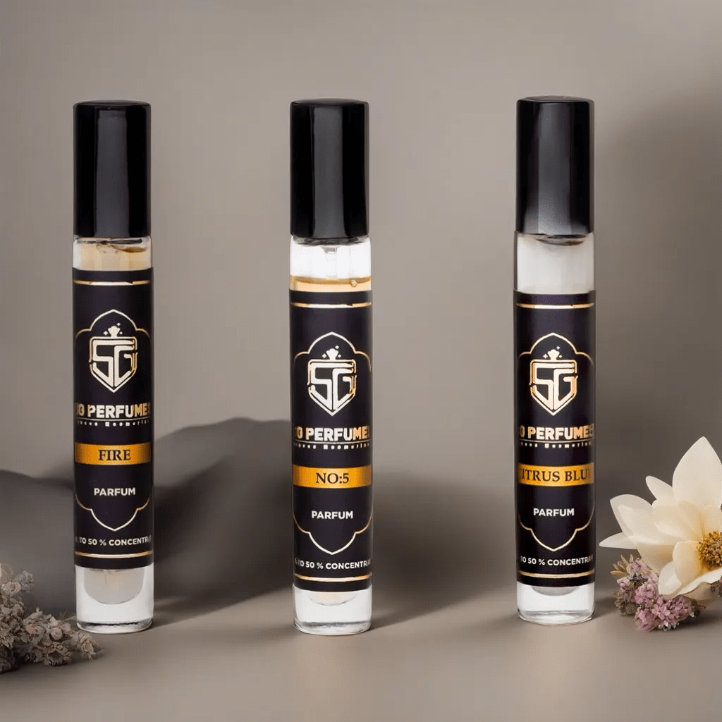 3 Pcs Luxury Parfum Set Fire, No.5 and Citrus Blue 10ml each-10ml