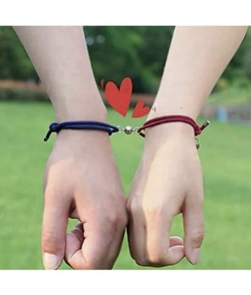 Soni Jewellery Couple Bracelet Magnetic 2 PCS Alloy Relationship Bracelet Ball Shaped Matching Bracelet for Him and Her - None
