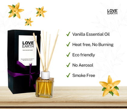 Love Earth Premium Reed Diffuser Vanilla Aromatherapy Lasting Fragrance