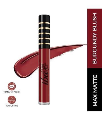 Iba Maxx Matte Liquid Lipstick Burgundy Blush, 2.6 ml , Transfer Proof , Non Drying, (Pack of 1)