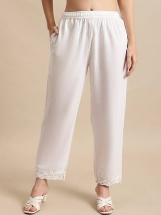 Floral Hem Design Flared Ethnic Palazzo