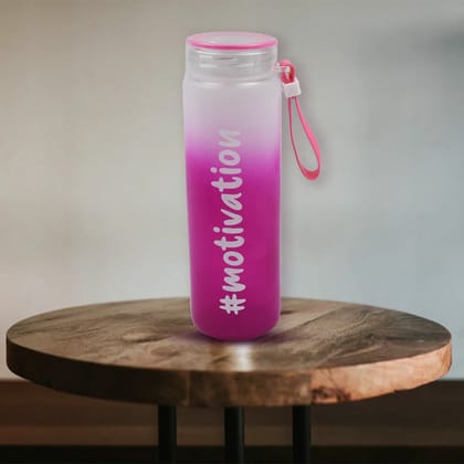 Colorful Portable Motivational Glass Water Bottle with Rubber Band - Hourly Intake Tracker for Daily Hydration - Reusable Bottle for Cycling, Gym, and Workouts (Approx. 350 ml)