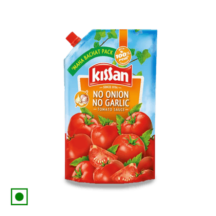 Kissan No-Onion No-Garlic Tomato Sauce, 450 gm Pouch
