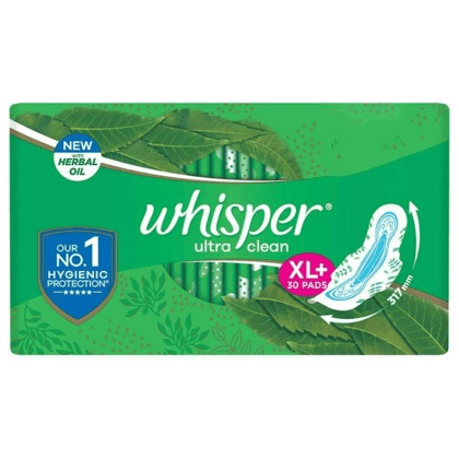 Whisper Ultra Clean Sanitary Napkin With Wings (XL+) - 30 Pads