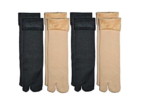 HAYBERG Premium Snow Warm Fur Cashmere Velvet socks for Women's and Girls (Black & Skin) Pack of 4