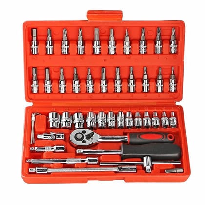 Metal 46-In-1 Pcs Kit And Screwdriver And Multi-Purpose Combination Tool Case Precision Socket