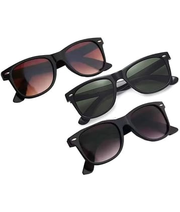 Elligator Multicolor Rectangular Sunglasses ( Pack of 3 ) - Medium