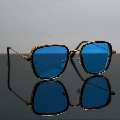 Kabir Singh Metal Frame Sunglasses Gold Frame Blue Lens