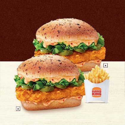 2 Fiery Chicken Burger + 1 Med Fries