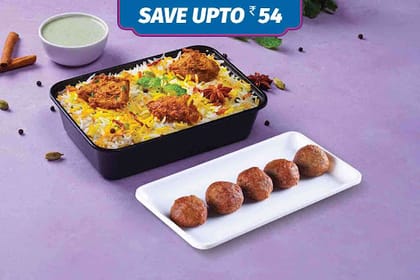Non Veg Mini Biryani + Kebab Meal __ Lucknowi Mini Chicken Biryani,Murgh Haleem Kebab (2 Pcs)