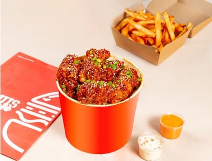 Peri Peri Fries + Korean Chicken Wings( 2pcs)