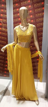CROP TOP AND SKIRT LEHENGAS-YELLOW