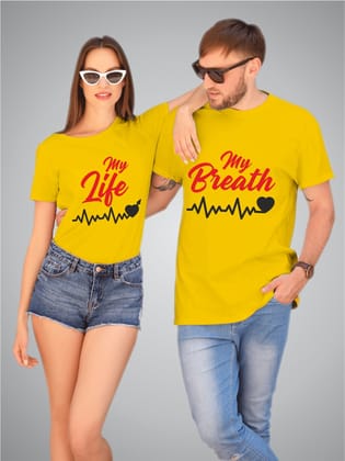 My Breathe - My Life | Couple T-Shirts-L / XXL / Yellow