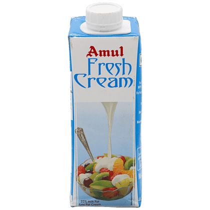 Amul Fresh Cream - 25% Milk Fat Low Fat, 250 Ml