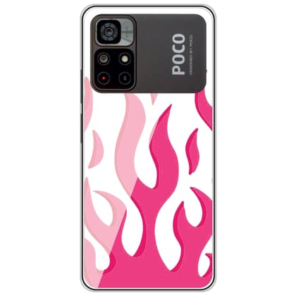 Pink Flames - Clear Printed Silicone Case For Poco Models-Poco C3