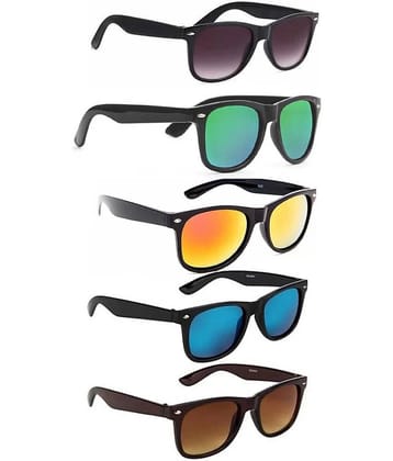 Elligator Black Rectangular Sunglasses ( Pack of 5 ) - Medium