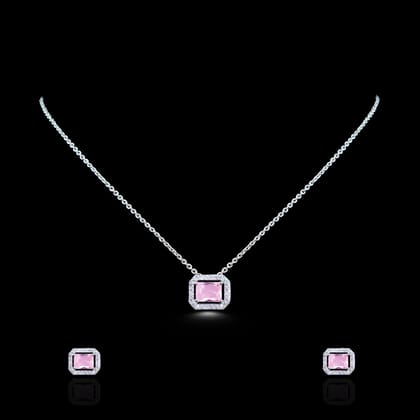 Blush Baguette Zircon Necklace-set