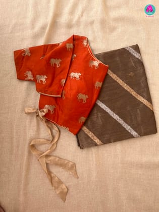 Pure Kora Tissue silk Saree with pure Chanderi silk blouse-S