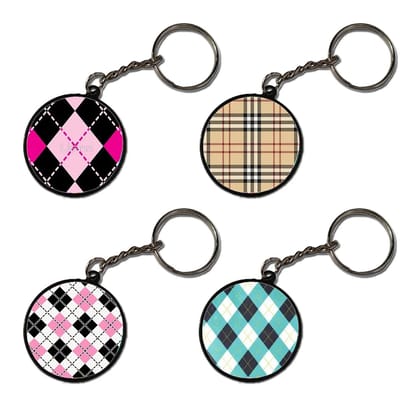 Patterns - A Combo Of 4 Black Border Keychains-Circle