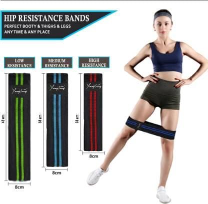 Men & Women Glute Lifting Booty Burner Resistance Band Set of 3 Small Medium Large-Red Blue Green