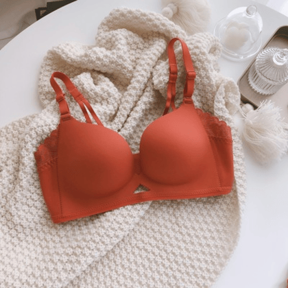 Vanilla Spandex Cheer - Casual wire free solid support Bra in Burnt Orange-32B