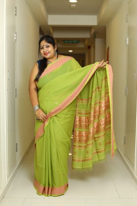 Amalika-Cotton by Cotton / Handloom Cotton Baluchari / Green